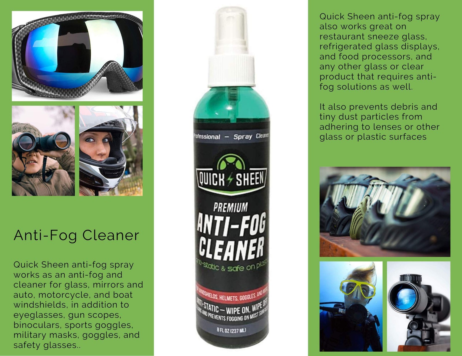 Anti-Fog Spray for Glass, Windows, Glasses, Masks, Mirrors, Goggles