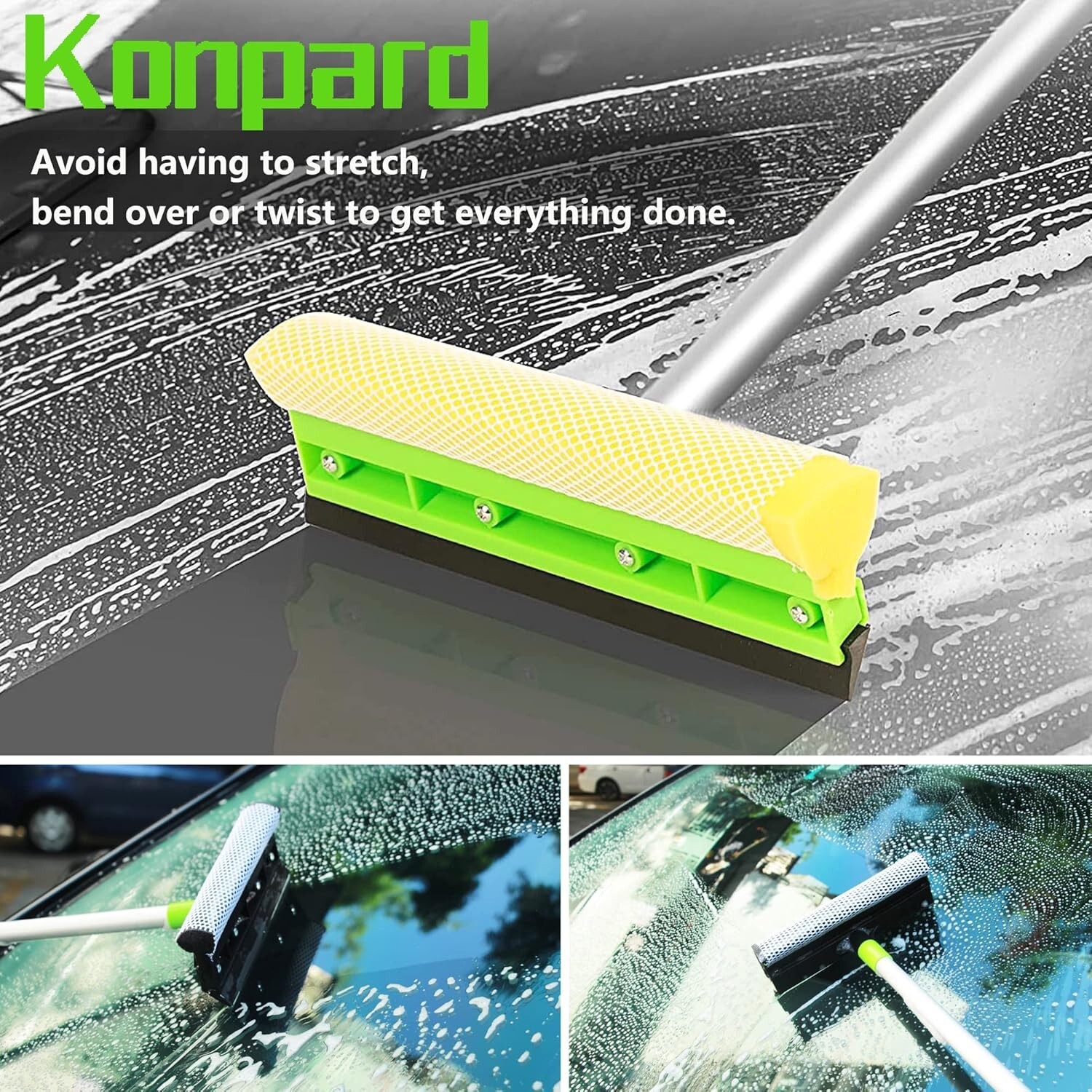 6 in 1 Car Wash Brush Kits with 46″ Aluminum Alloy Long Handle, Wash…