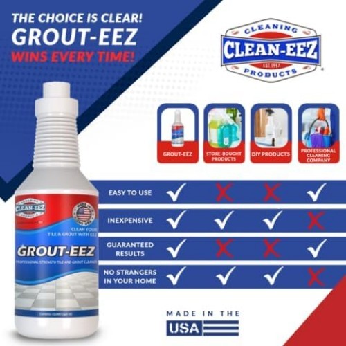 Clean-eez Grout Cleaner 2 Pack with Stand-Up Brush Attachment – Stain Remover…