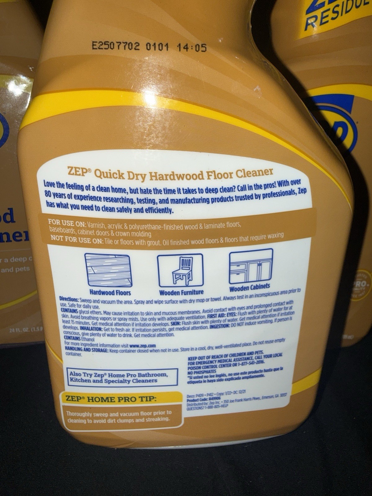 Zep Home Pro Quick Dry 24 FL OZ Lavender Hardwood Floor Cleaner Lot of 3