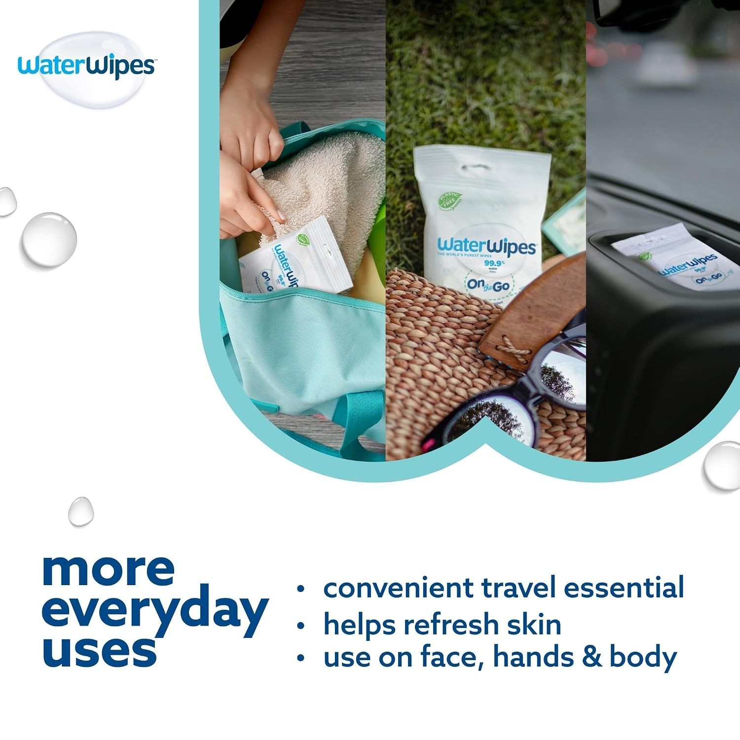 Sensitive+ Travel Size Unscented Wipes – 3-in-1 Solution for Sensitive Skin