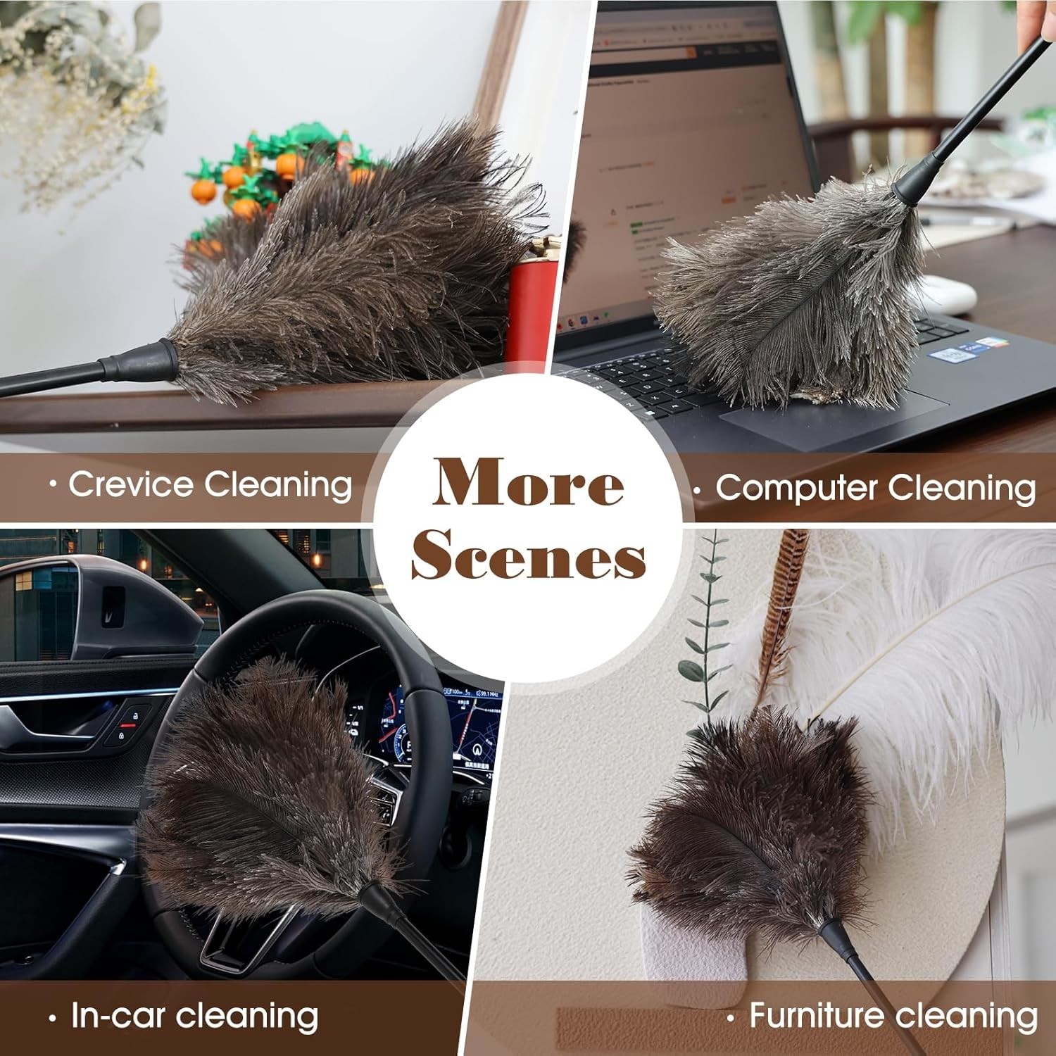 Fluffy Mini Ostrich Feather Duster 14.9-Inch – Perfect for Delicate Surfaces