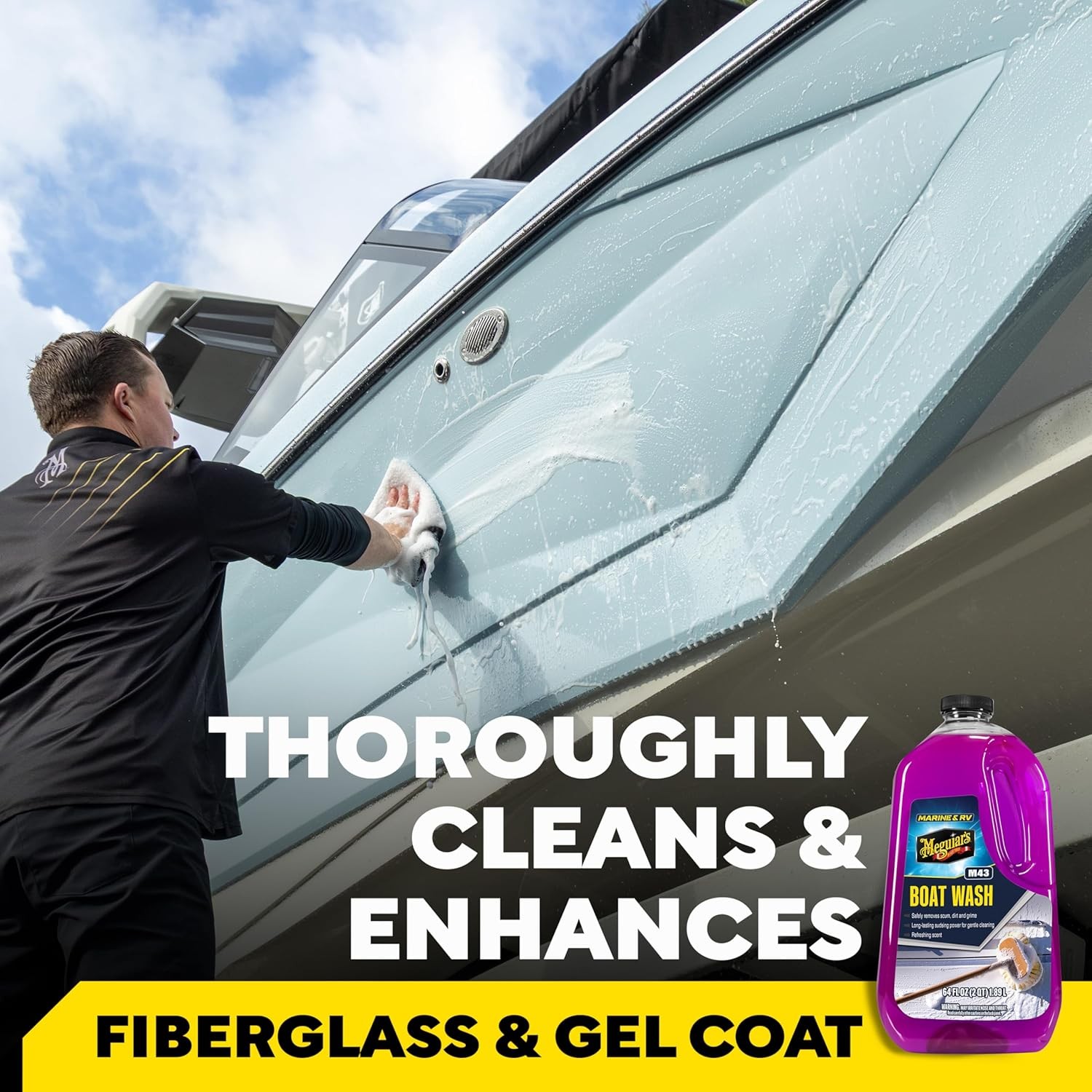 Meguiar’s M43 Marine/RV Boat Wash, pH-Balanced Boat/RV Wash for Protecting Fiber