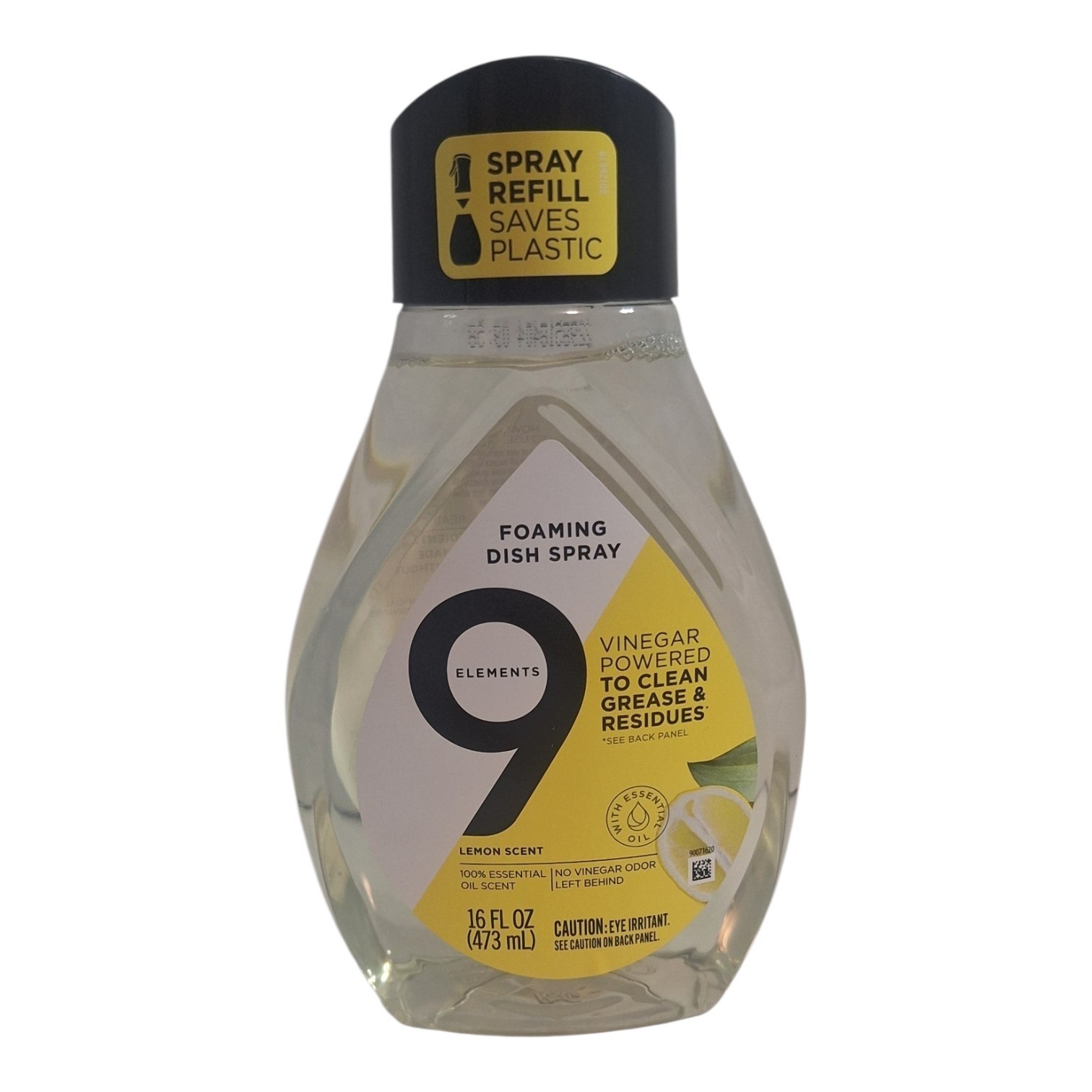 9 Elements Foaming Dish Spray Lemon Scent Refill 16 fl oz New