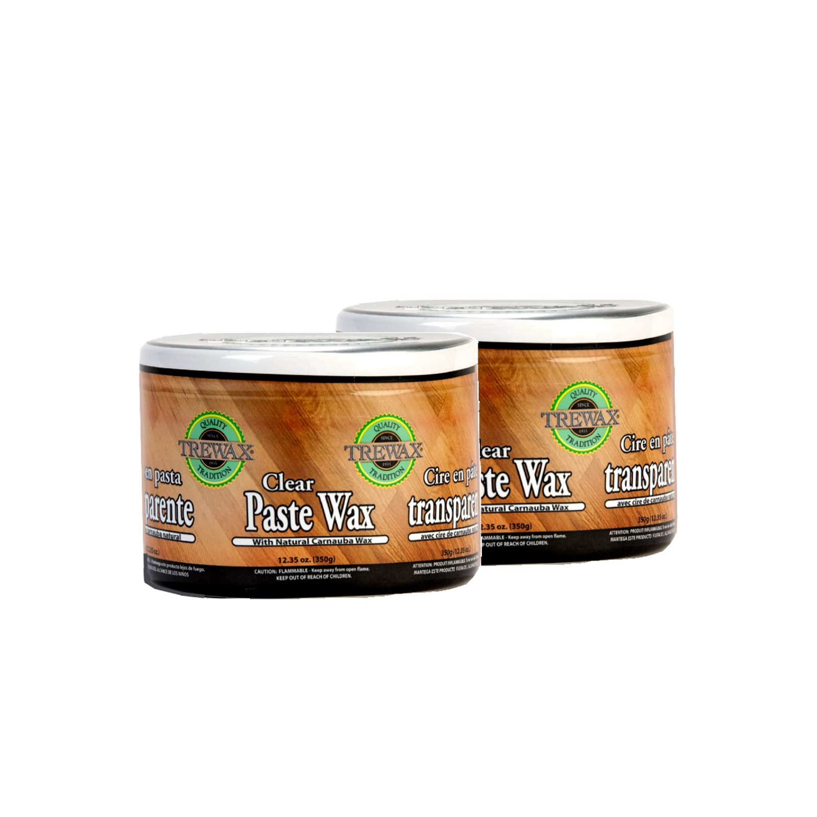 Trewax Paste Wax, Clear, 12.35-Ounce, Pack of 2