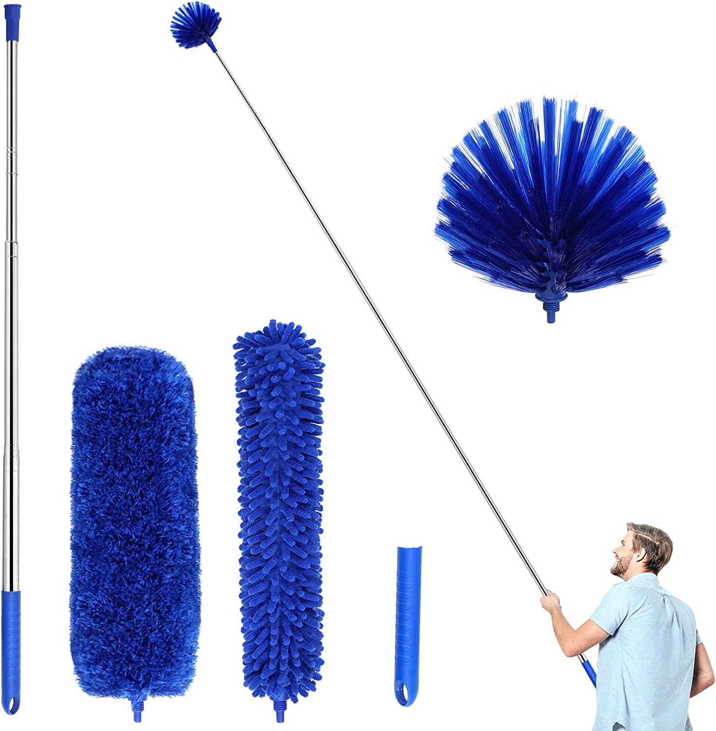 Duster, Microfiber Dusters with 2 Handle Sets, Durable 15-100 Inches Long Telesc