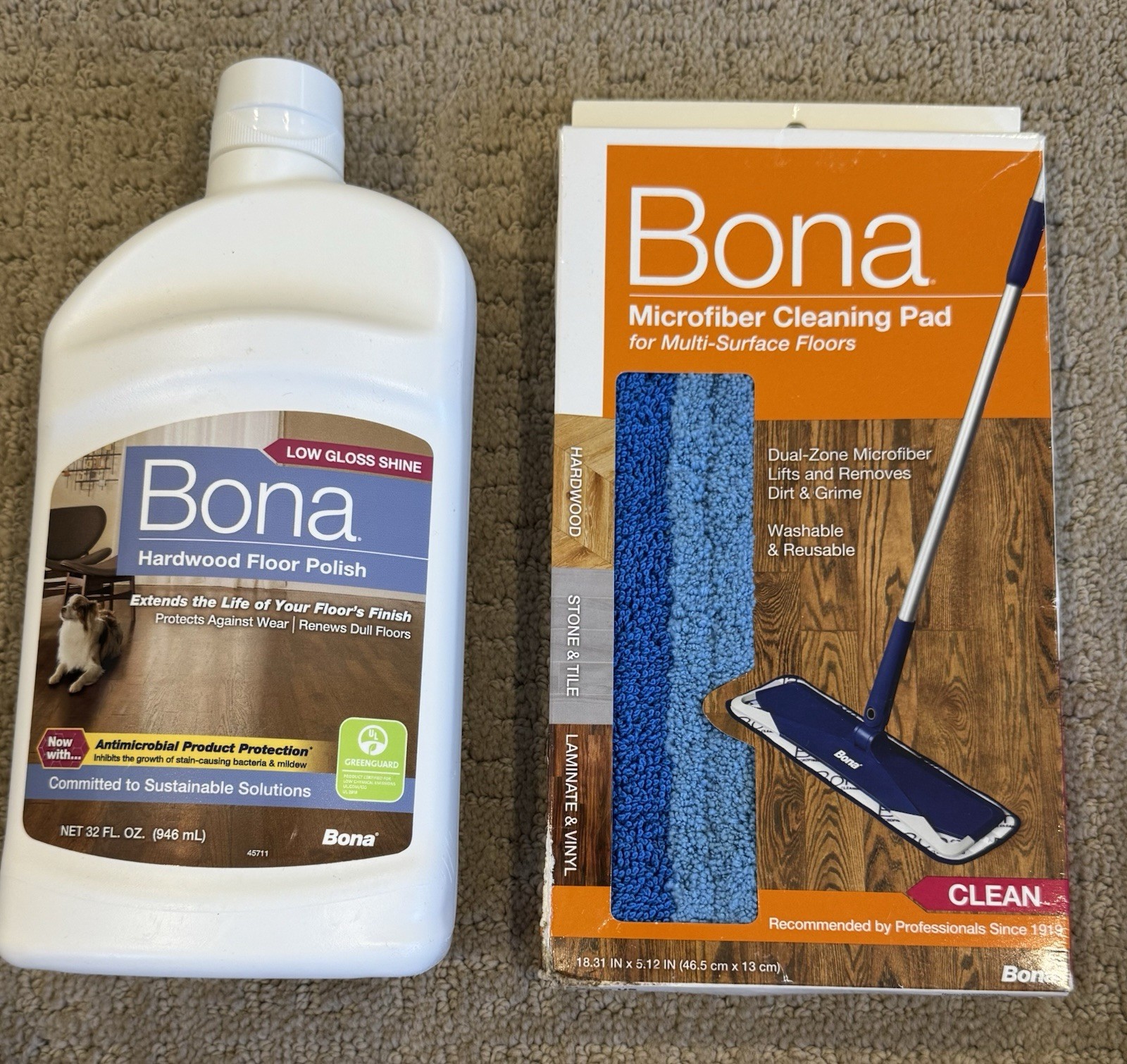 Bona WP500359001 Hardwood Floor Polish & Microfiber Cleaning Pad