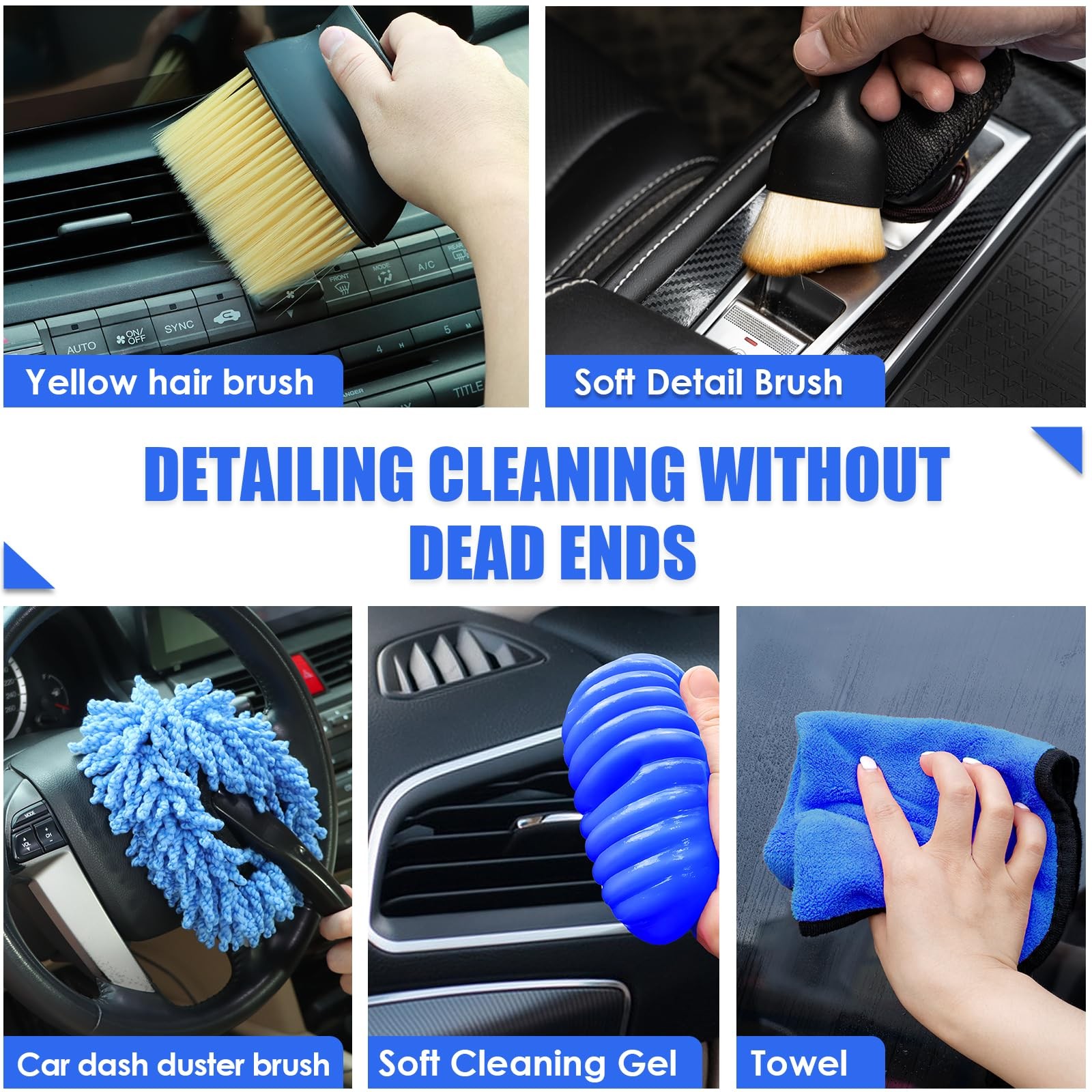 Viewsun 18PCS Car Cleaning Kit Car Interior Detailing Kit with Blue High Power
