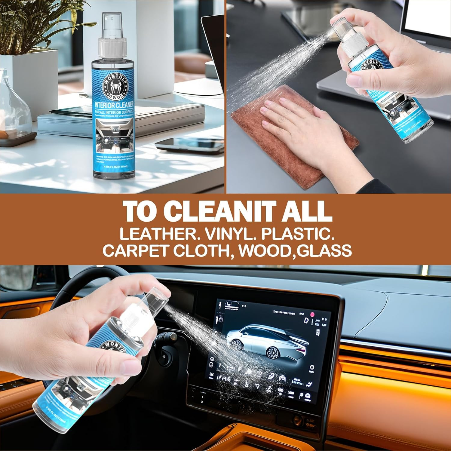 Leather Cleaner and Conditioner Non-Toxic Gentle Total Interior Cleaner Car Wash