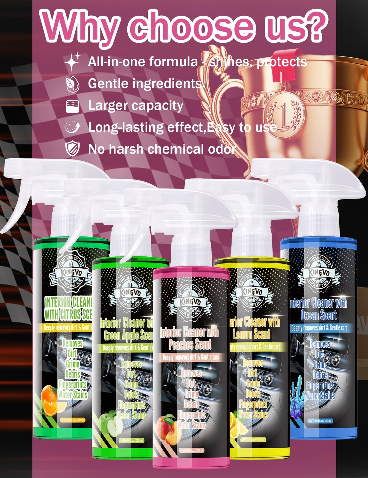Kingvo Car Interior Cleaner, Interior Cleaner Carpet Dashboard Vinyl Sofa Lea…