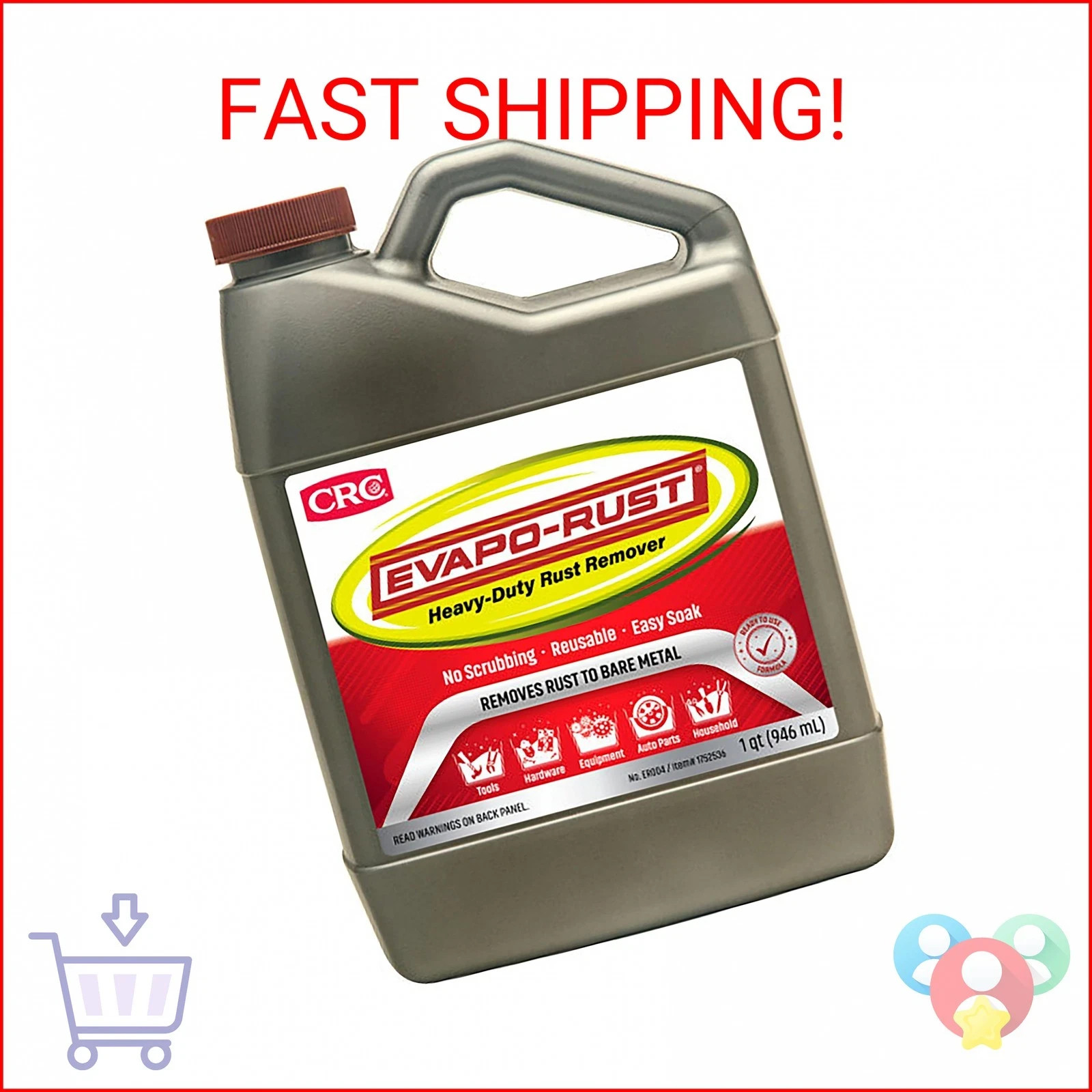 CRC Evapo-Rust, Heavy-Duty Rust Remover, Reusable, Acid-Free Non-Corrosive 32 oz