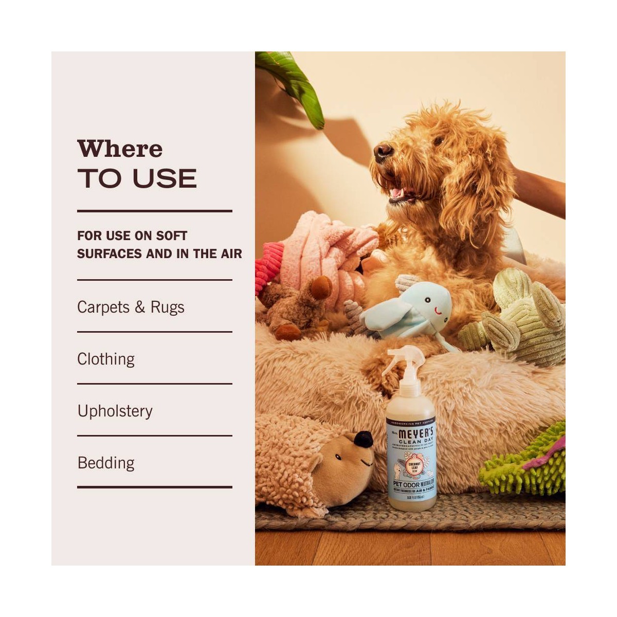 Mrs. Meyer’s Clean Day Liquid Coconut Scent Pet Odor Eliminator: 12 fl oz Spray