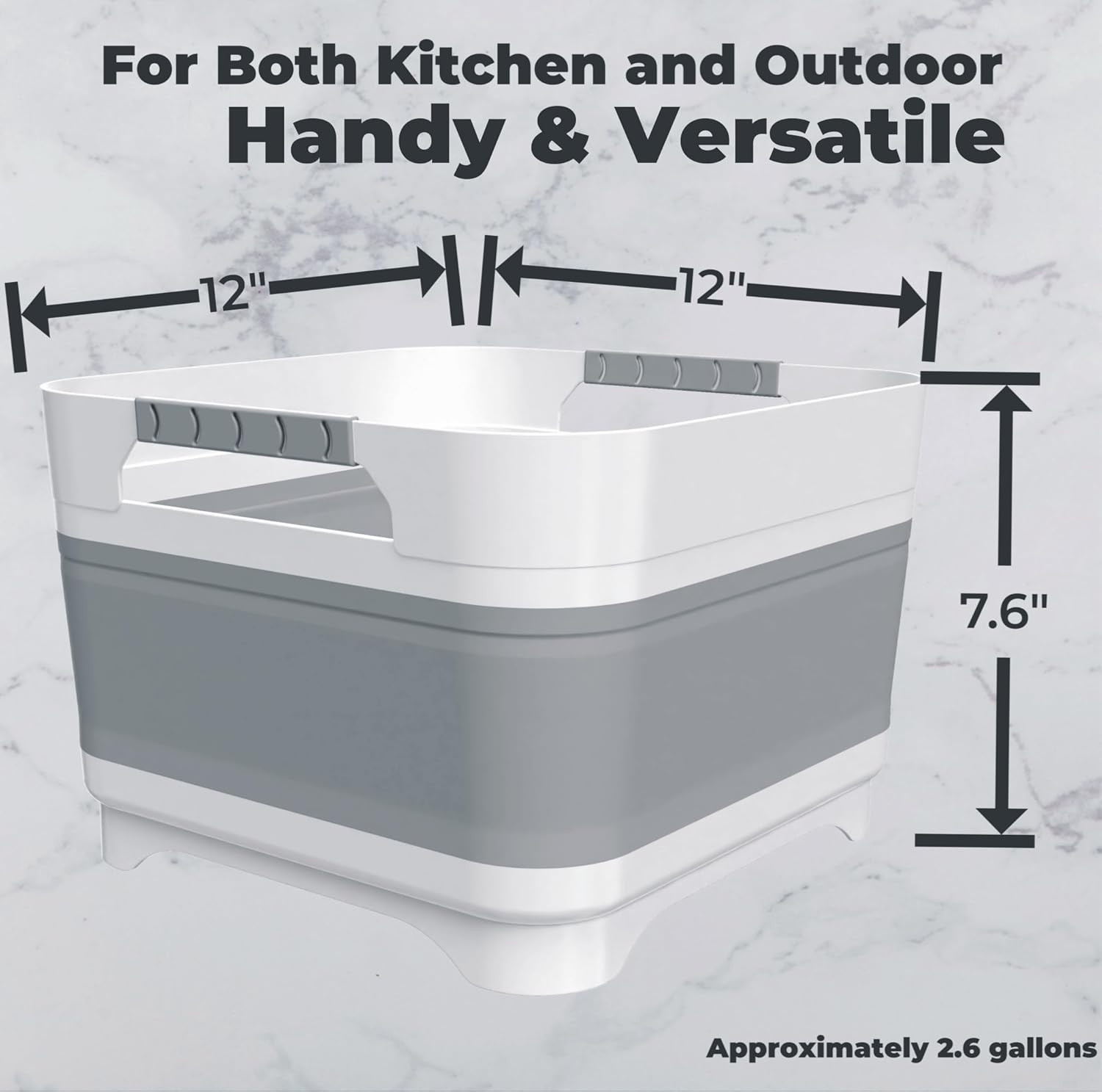 2.6 Gal(10L) Collapsible Wash Basin for Baby Bottles, Gray Space-Saving Collapsi