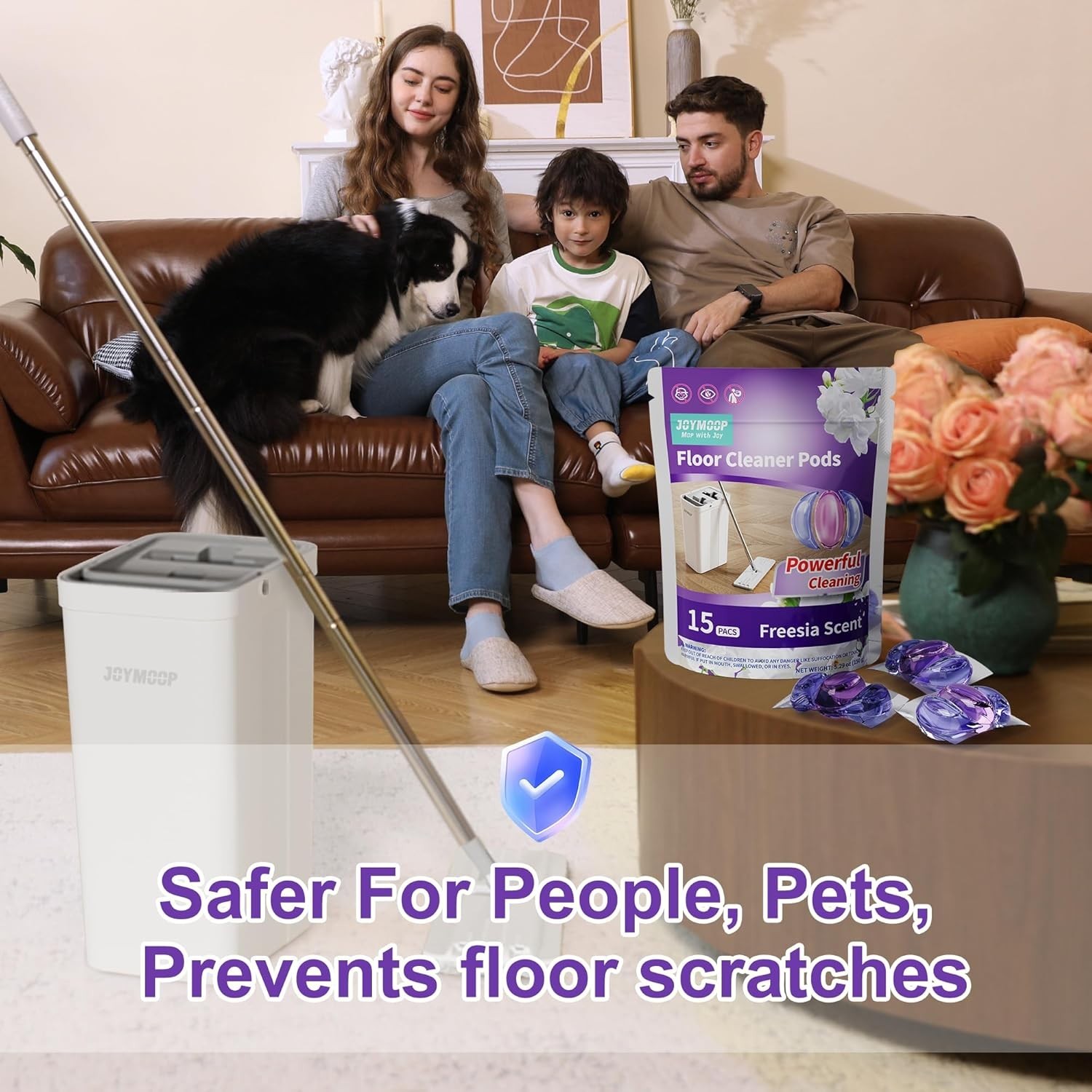 Versatile Floor Cleaner Capsules – 15 PCS for Hardwood, Tile & Laminate Cleaning