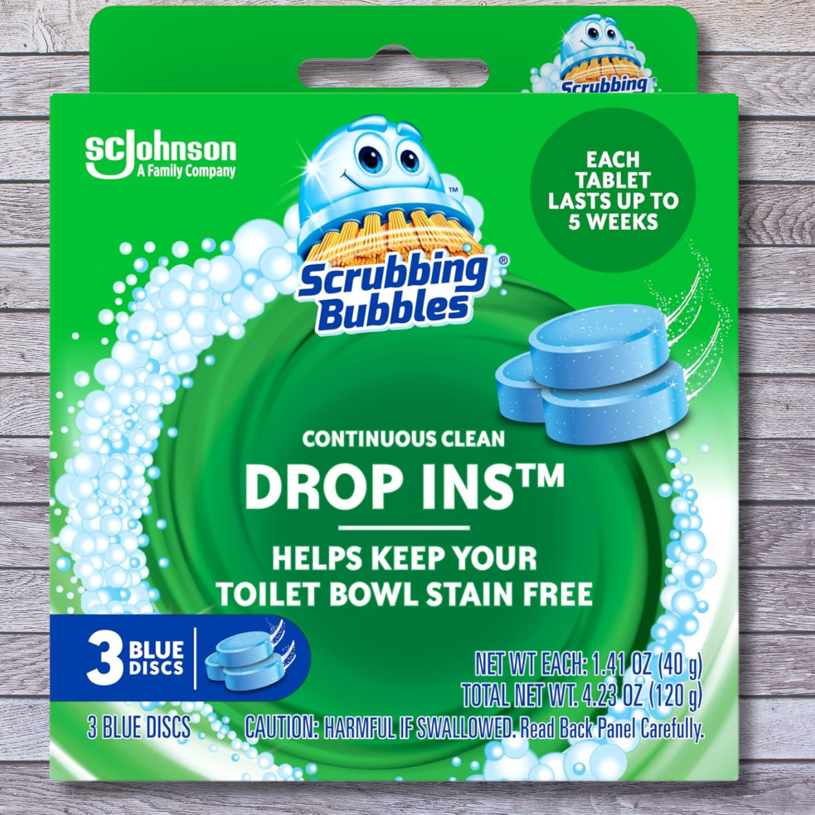 Continuous Clean Toilet Drop-Ins, Blue Bowl Cleaner Septic-Safe Tablets 3 Count