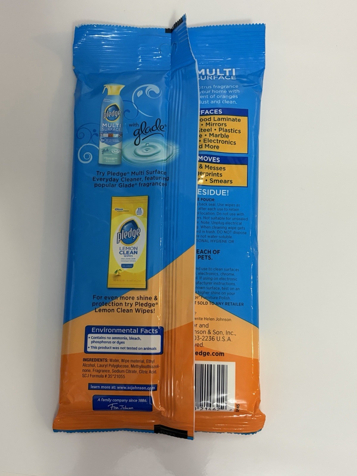 2x Pledge Multi-Surface Everyday Natural Cleaner 16 oz Spray & 25 Wipes Citrus