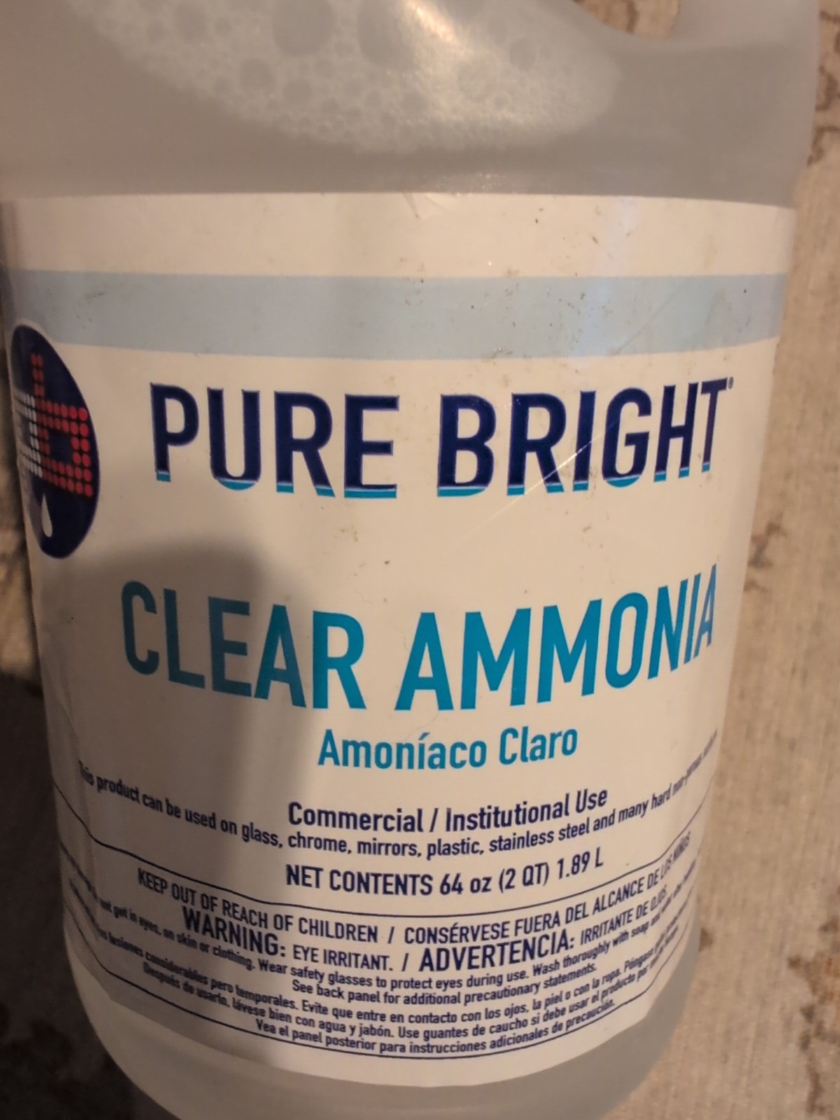 Pure Bright Clear Ammonia 64 oz 2Qt Multi-Surface Cleaner