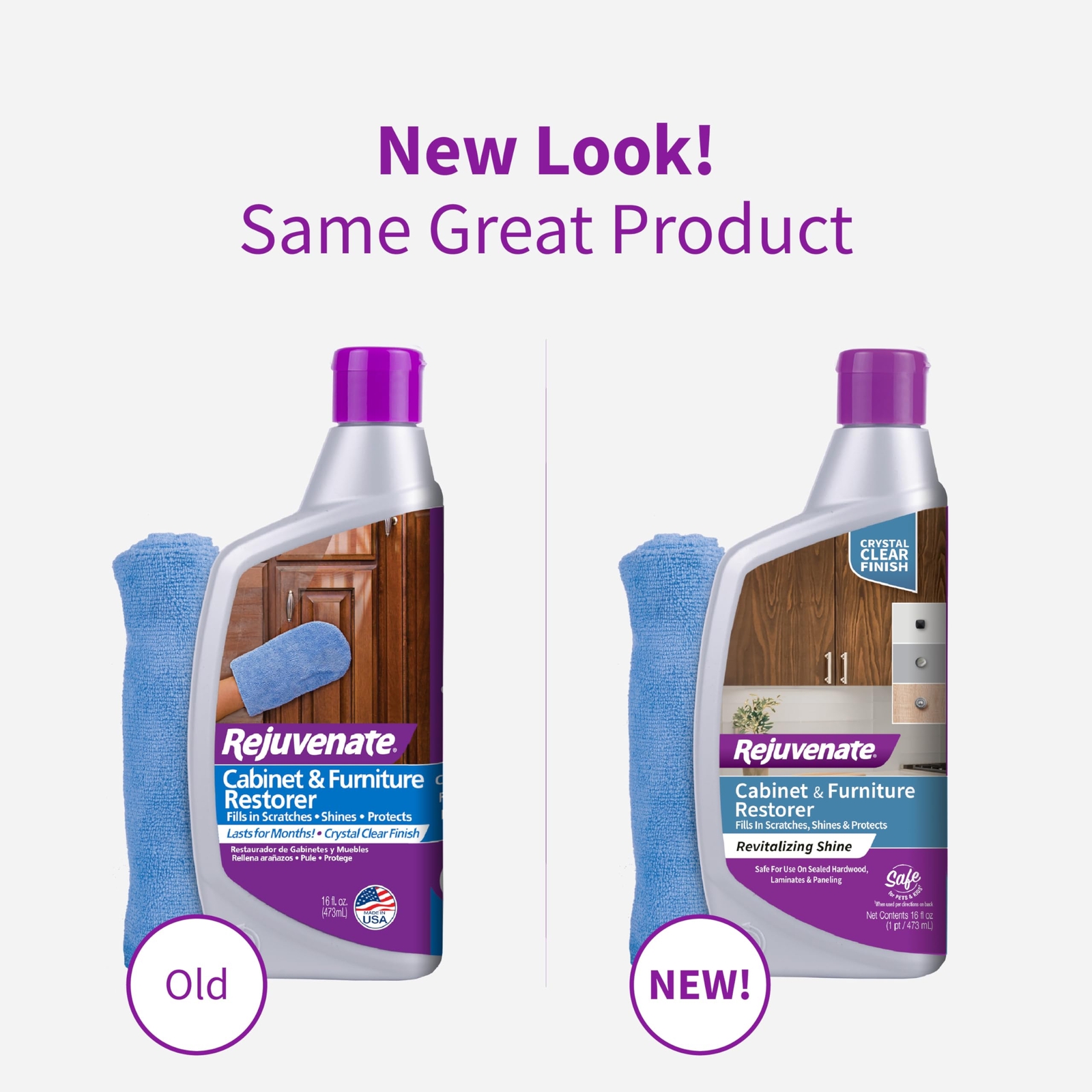 Rejuvenate Cabinet Furniture Restorer 16oz Revitalize Shine Protect Indoor Use