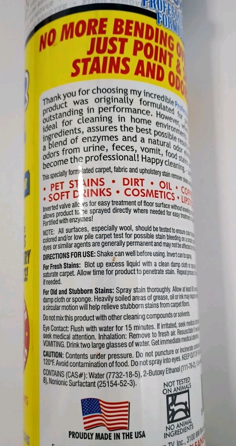 ORIGINAL CAMPANELLI Stain Remover Professional Formula Pet Stain Odor 18 oz NEW
