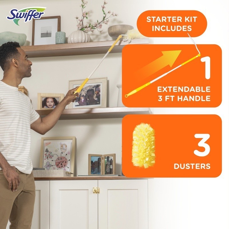 Extendable Duster Starter Kit W/ 3 Heavy Duty Refills 360 Degree Cleaning Tool