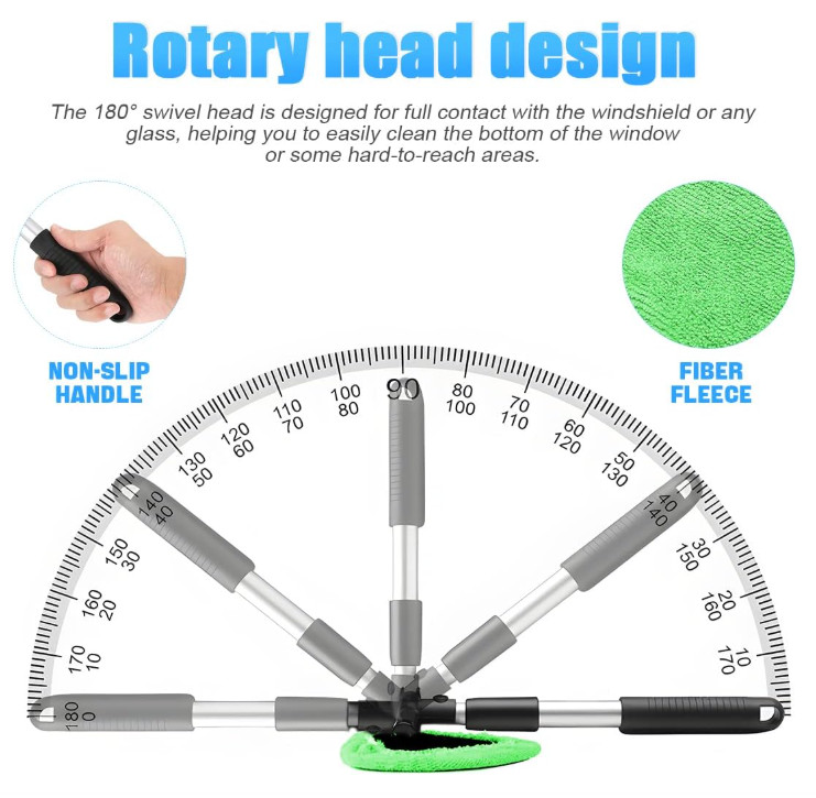 Windshield Cleaning Tool Kit Car Window Glass Wiper Cleaner Brush Pad Extendable