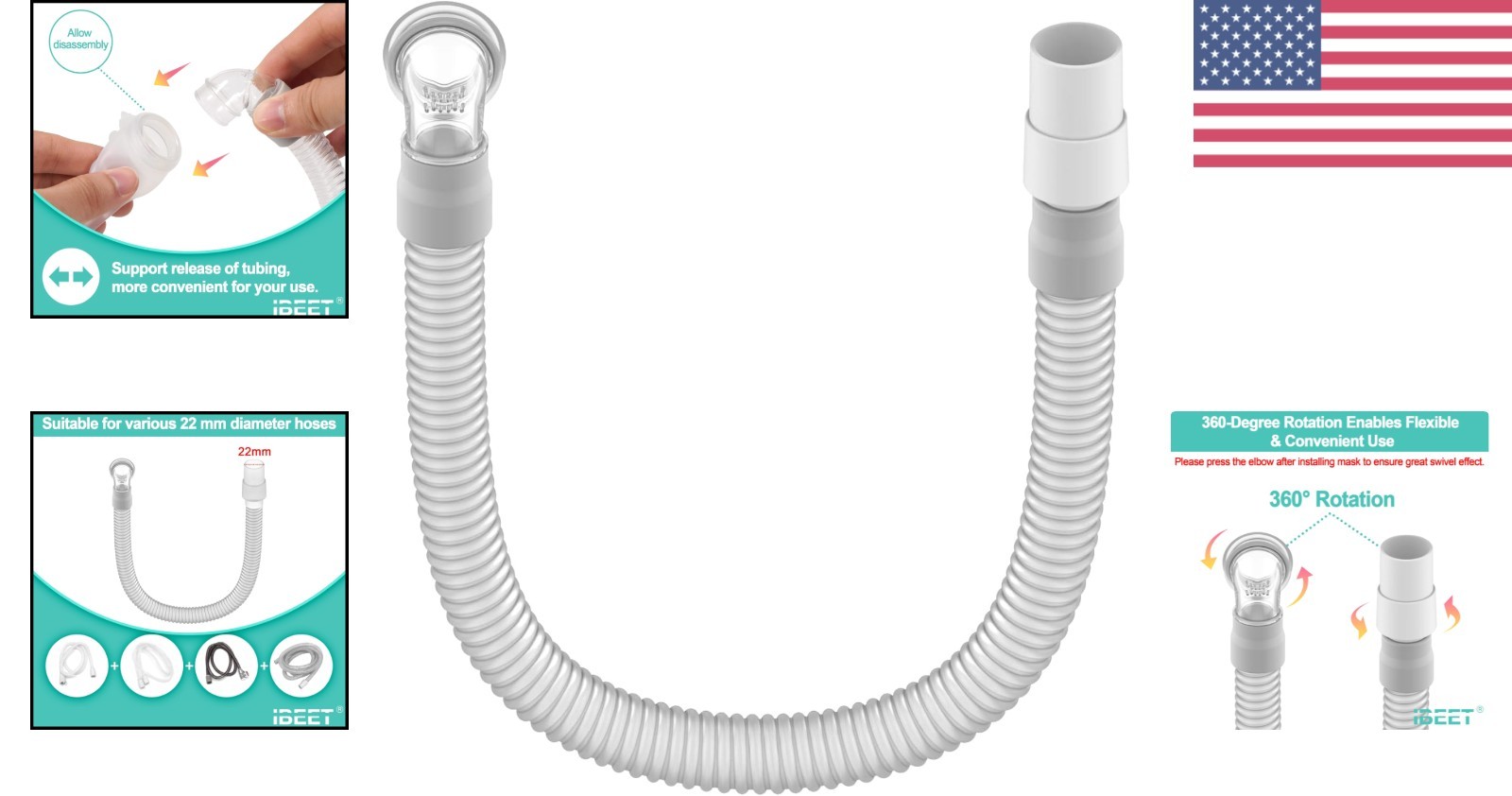 Clear Short Tube Assembly for Swift FX 18.5″ with 360-Degree Swivel Elbow