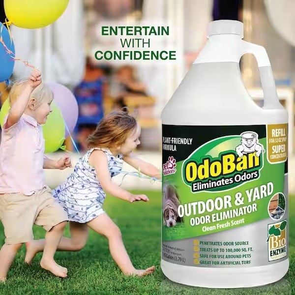 OdoBan 1 Gal Outdoor and Yard deodorizer, remove Odor Eliminator Refill (4 Pack)