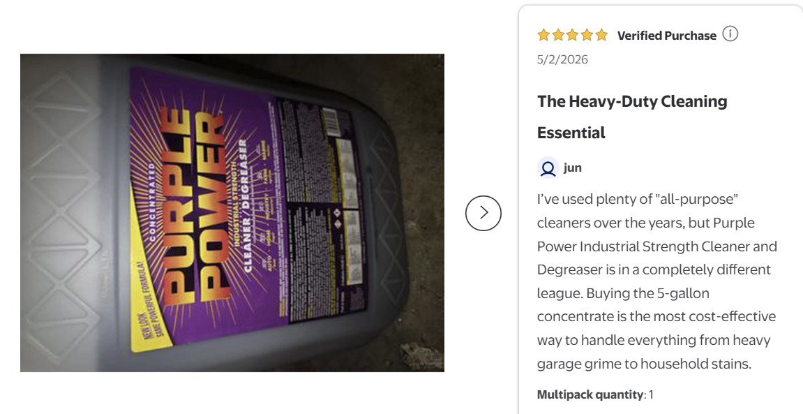Purple Power Industrial Strength Cleaner and Degreaser, 5 Gallon