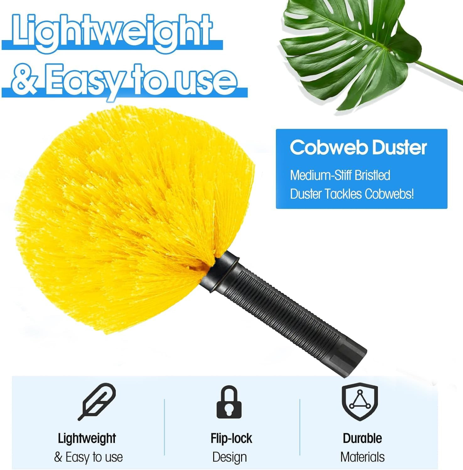 Cobweb Duster Brush Head Spider Web Cleaner Indoor Outdoor Extension Pole