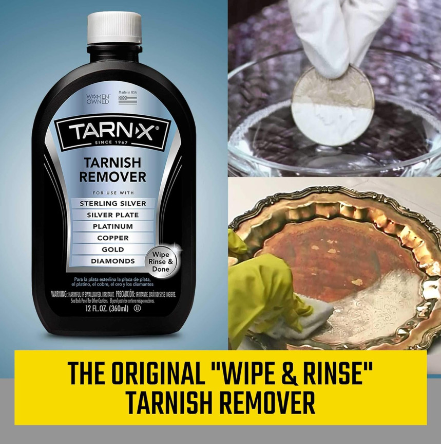 Tarnish Remover for Jewelry & Silverware, 12 Ounce Liquid Cleaner Bottle