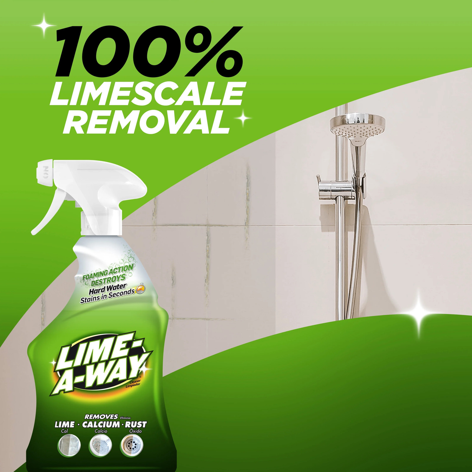 Lime-A-Way Hard Water Stain Remover Spray, Removes Lime, Calcium & Rust in