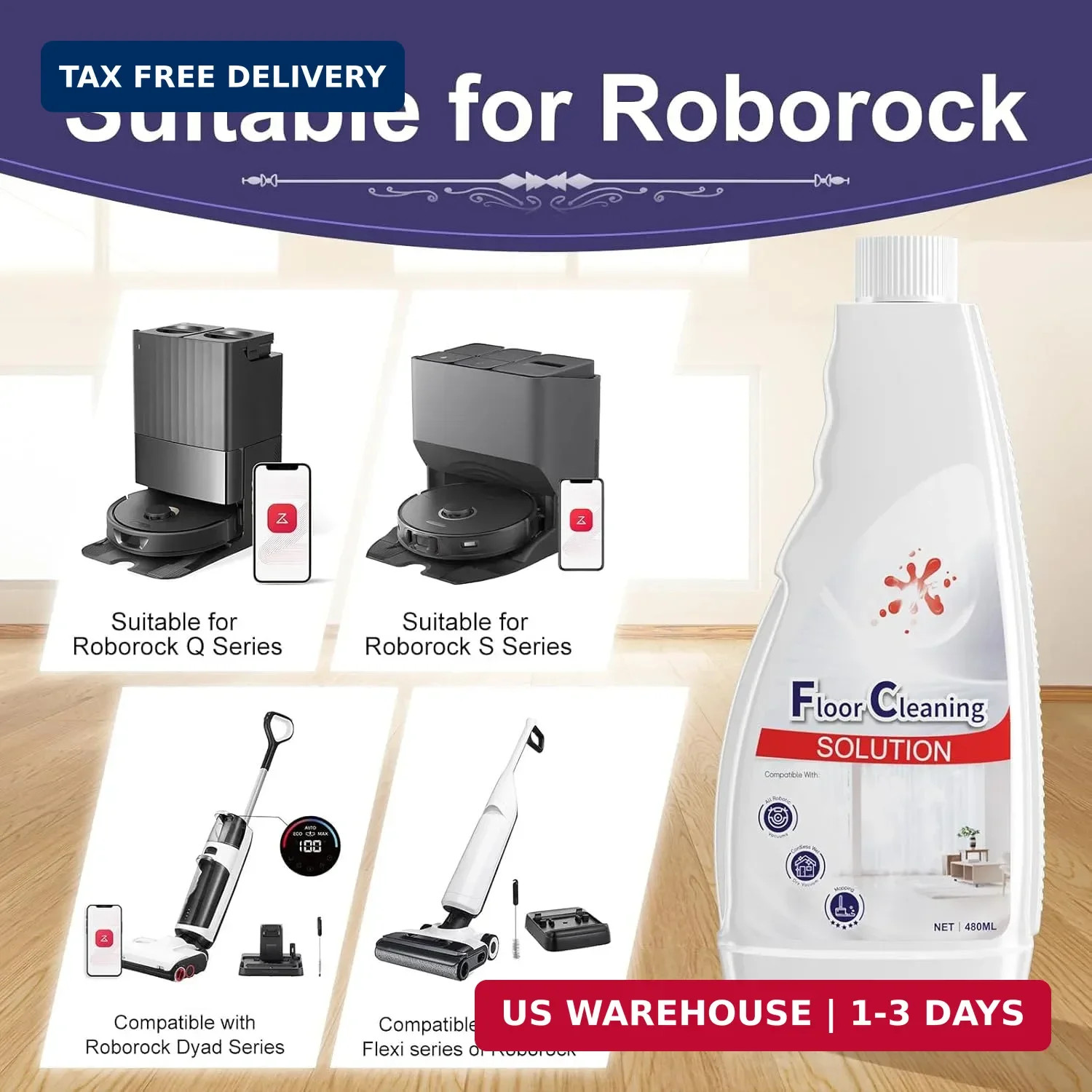 Floor Cleaning Solution Sweet Orange Scent Compatible with Roborock Cleaning Sol