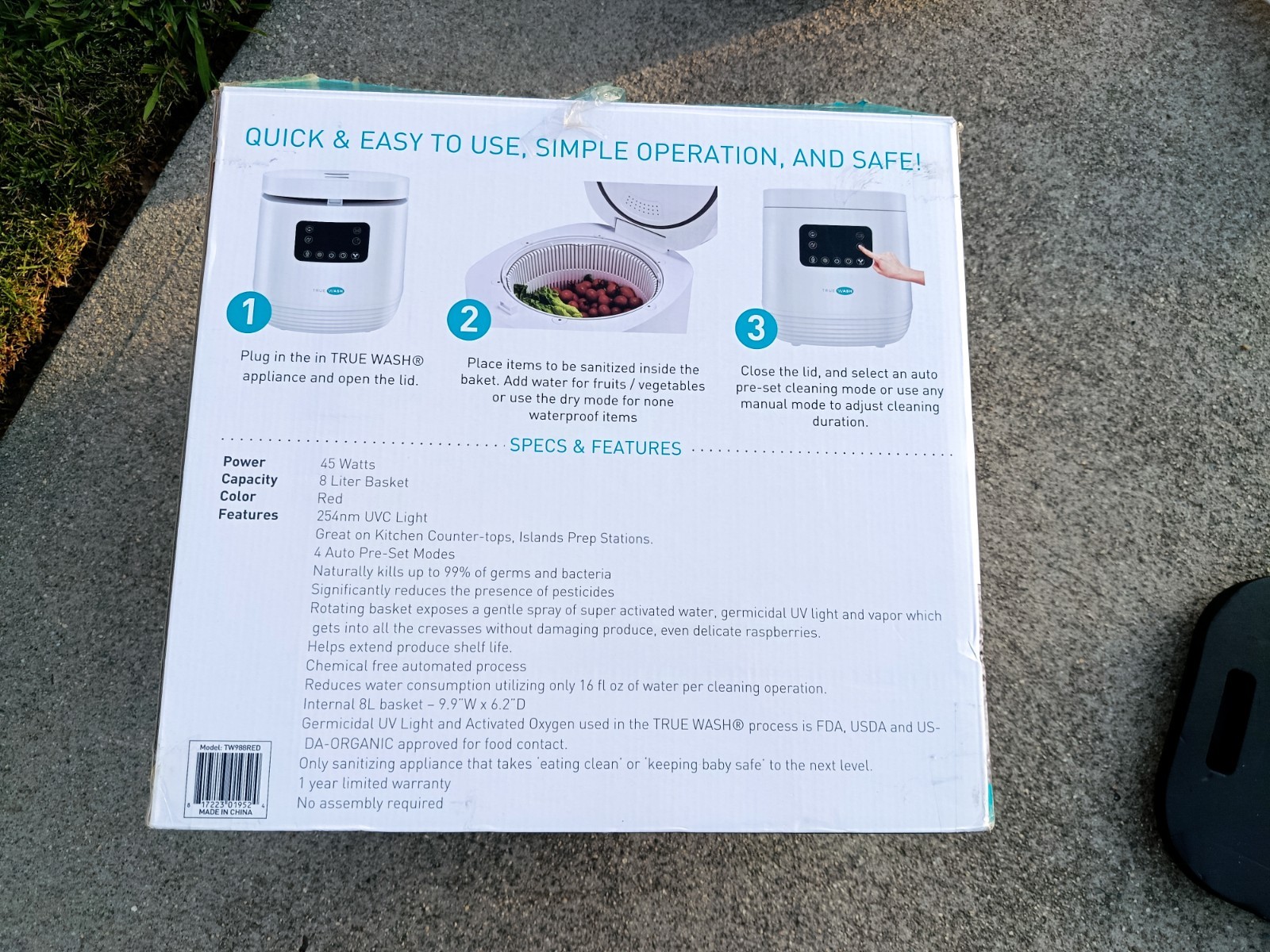 TrueWash The Total Clean Machine Sanitizer UV Activated Oxygen Sterilizer Device