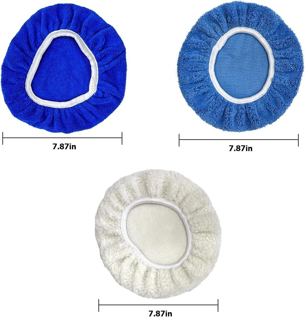 9PCS Car Buffer Polisher Pad Bonnet, 9 to 10 Inches Car Orbital Polishing Bonnet