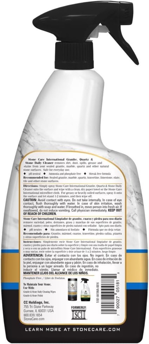 pH Neutral Granite and Stone Cleaner – 32 Fl Oz Citrus Spray for Easy Cleaning