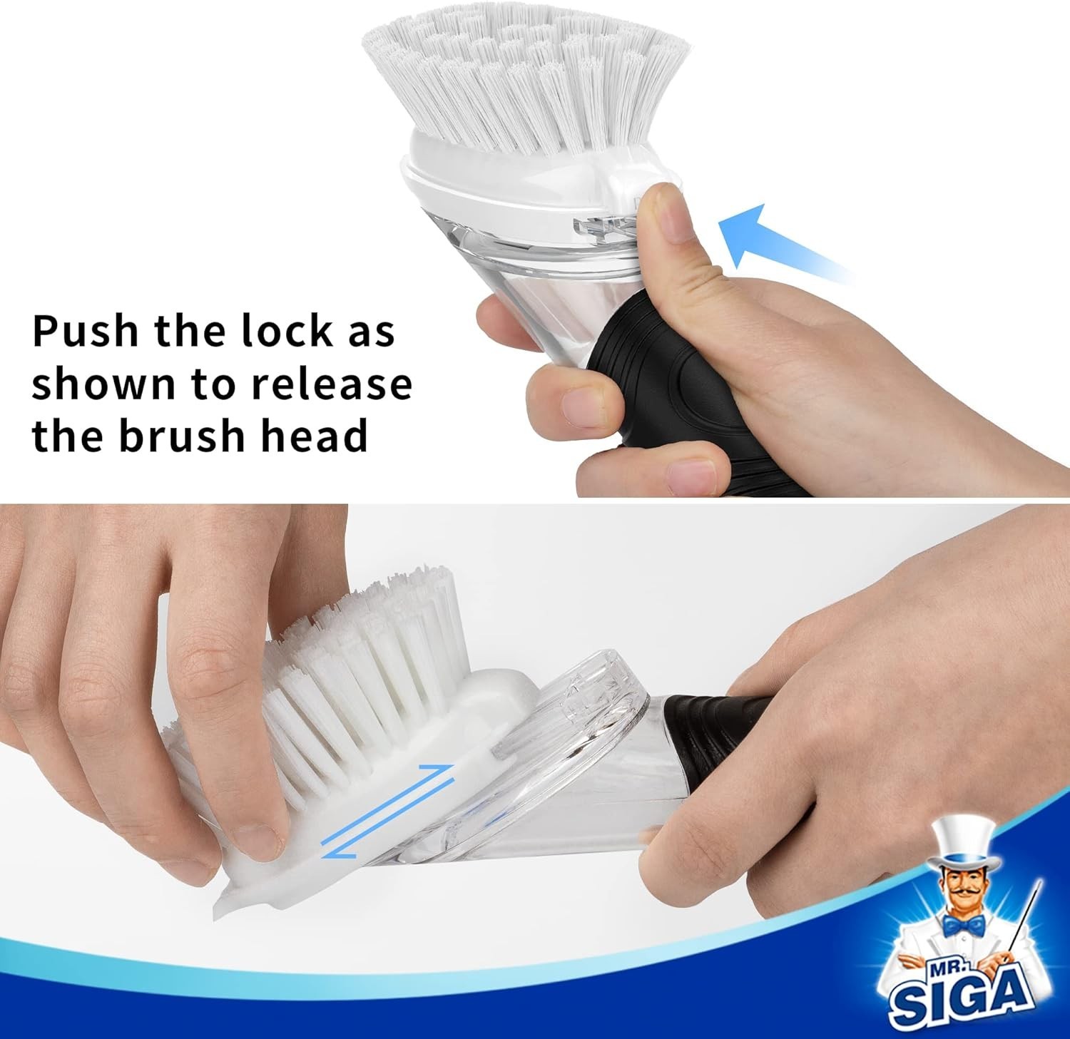 Soap Dispensing Dish Brush with Built-In Scraper & Non-Slip Holder – Easy Clean