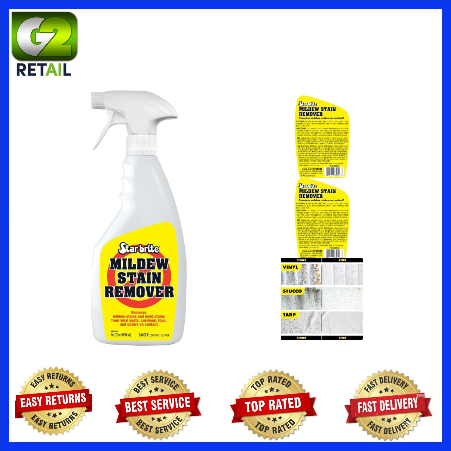 Marine-Tested Mildew Remover – Quick Action Stain Cleaner for Outdoor Upholstery