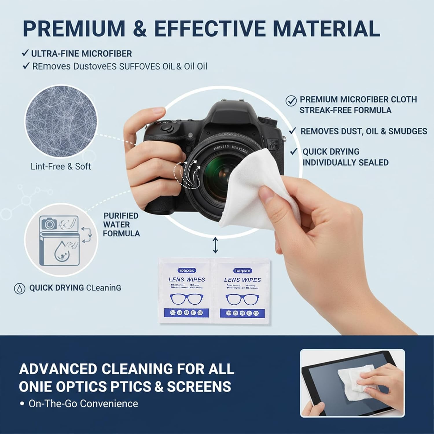 Lens Cleaning Wipes – Eyeglass Cleaner Wipes, Indivily Wrapped,
