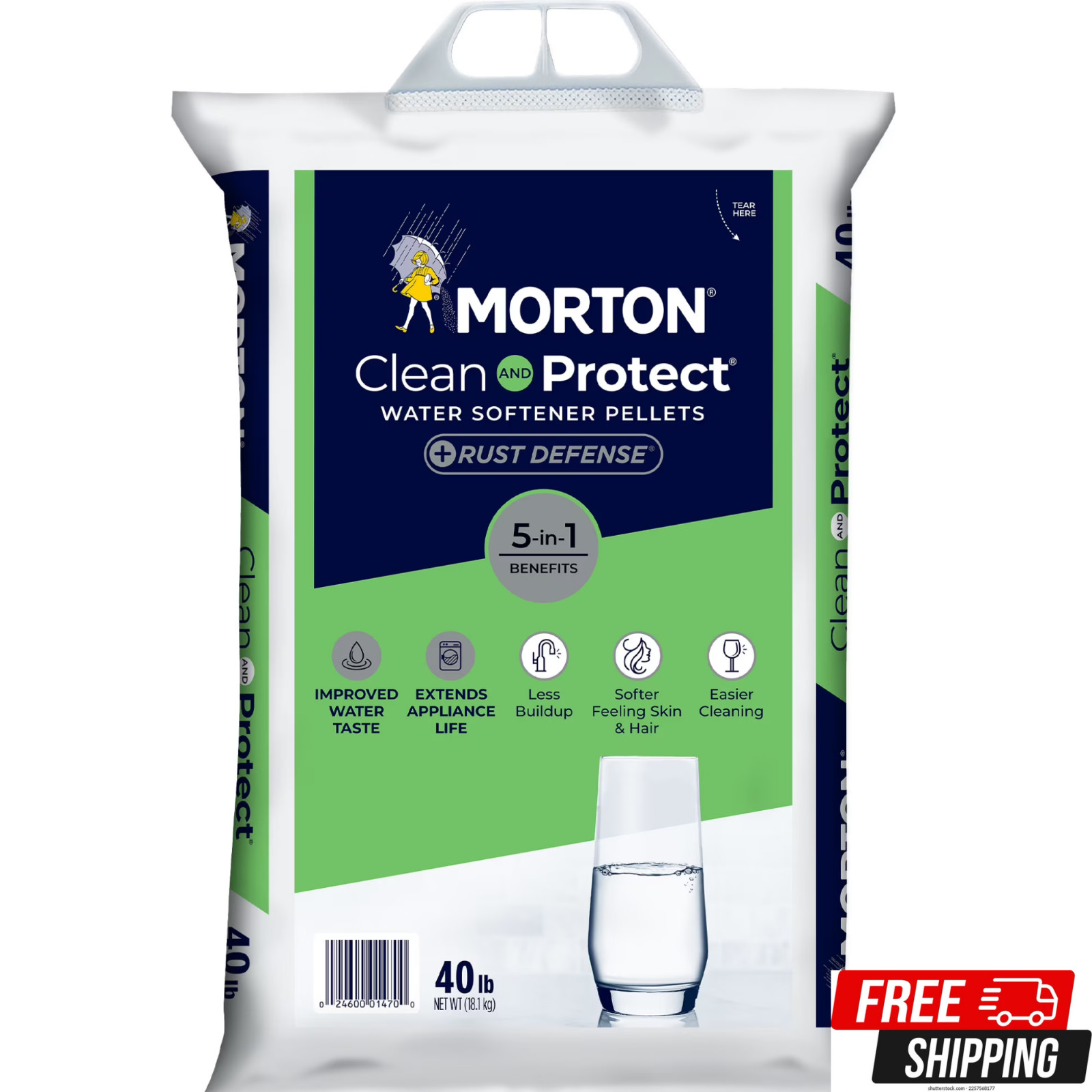 Morton Clean & Protect Plus Rust Defense Water Softener Salt Pellets 40 lb Hard
