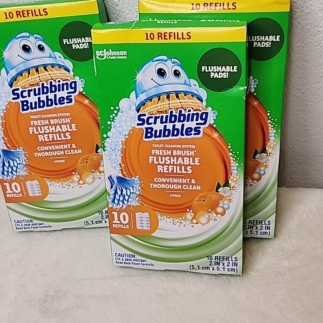New Scrubbing Bubbles Fresh Brush Flushable Refills 30ct Toilet Pads 3 Boxes