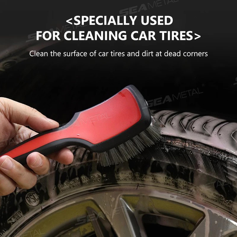 SEAMETAL Car Wheel Hub Washing Brush anti Slip Handle Car Tire Wheel Rim Cleanin