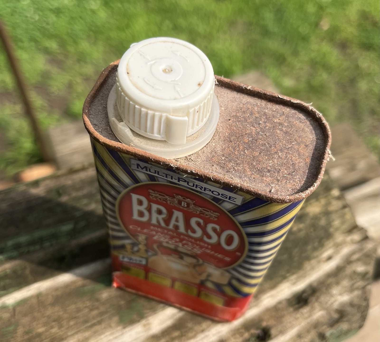 Vintage BRASSO Metal Polish 8 Fl. Oz Tin For Brass Copper Chrome Full Never Open