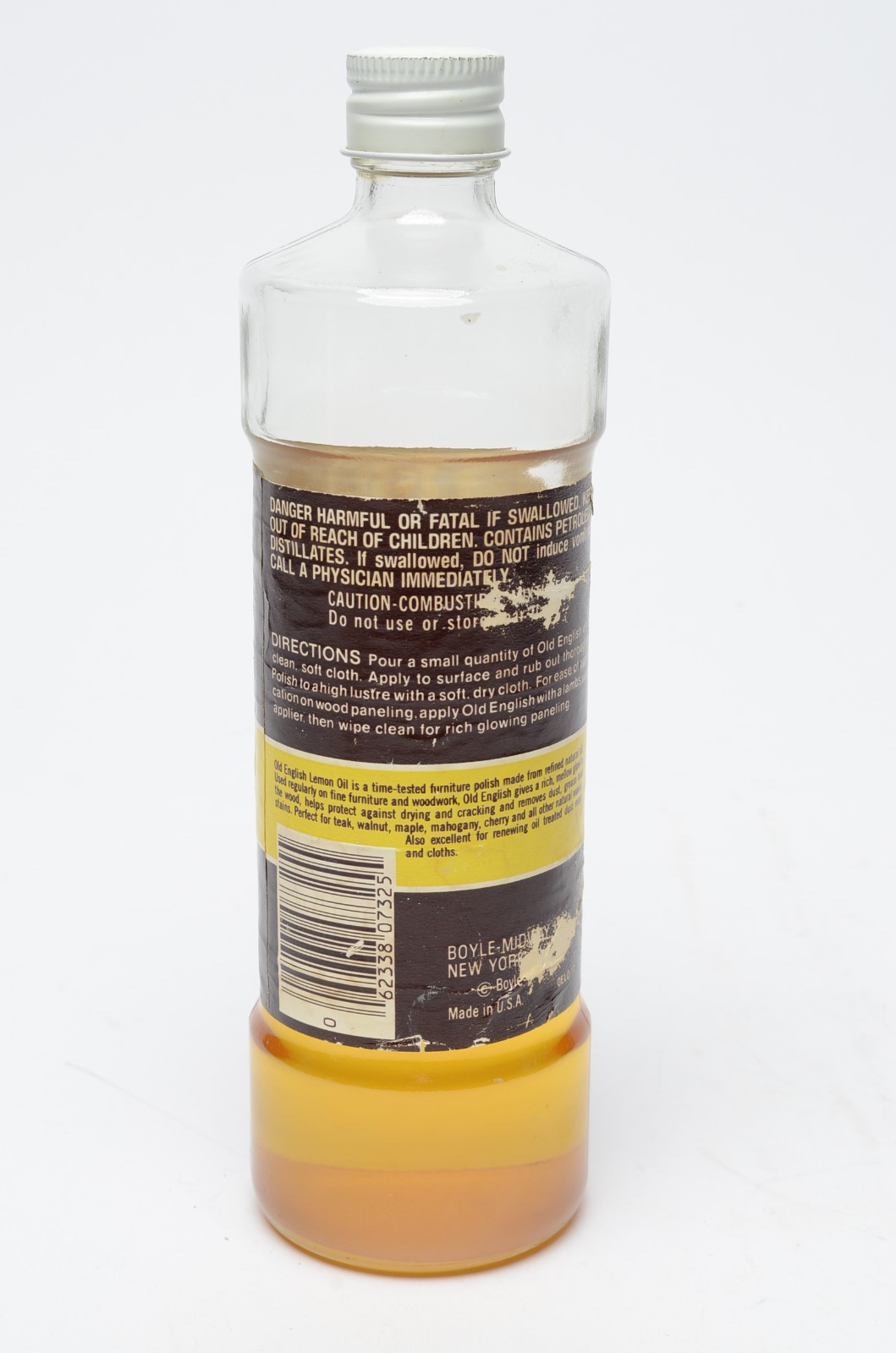 Old English Lemon Oil Furniture Polish 16 fl oz Approx 60% Full Glass Vintage