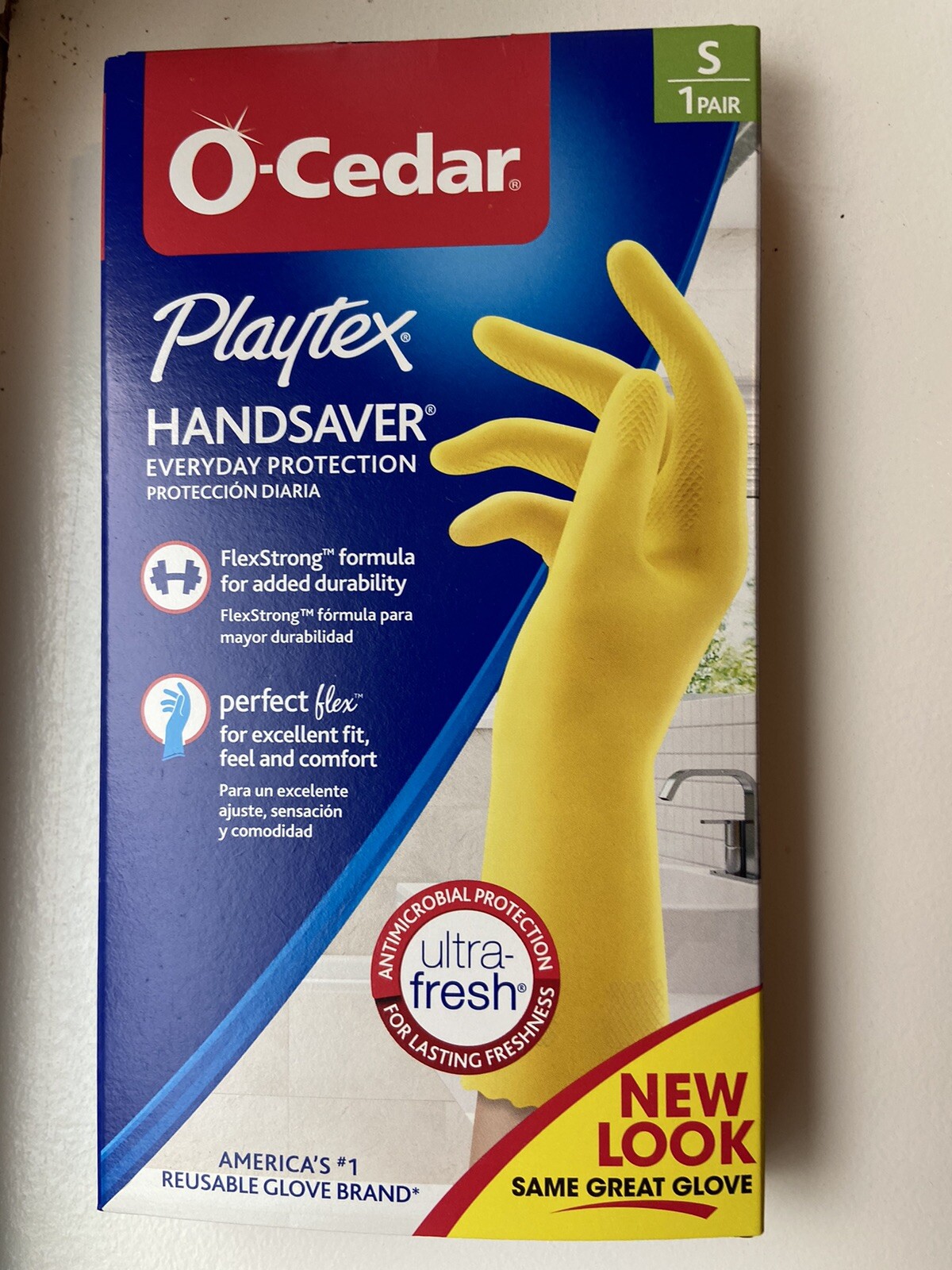 O-Cedar Playtex Handsaver Antimicrobial Dish Gloves 2 Pairs Sz Small Yellow NIB