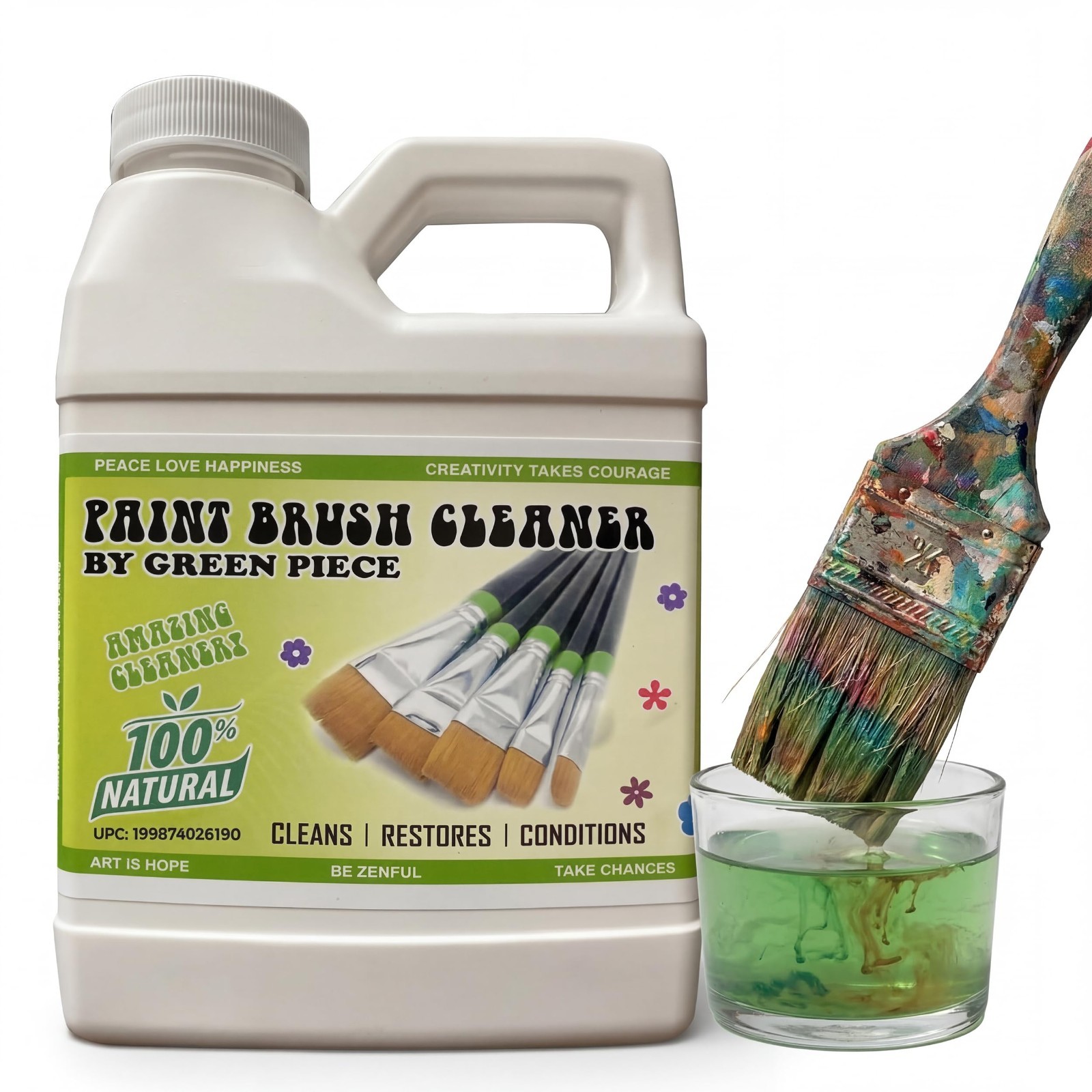 Natural Paint Brush Cleaner & Restorer – Non-Toxic, 18 Oz – Cleans Acrylic, Late