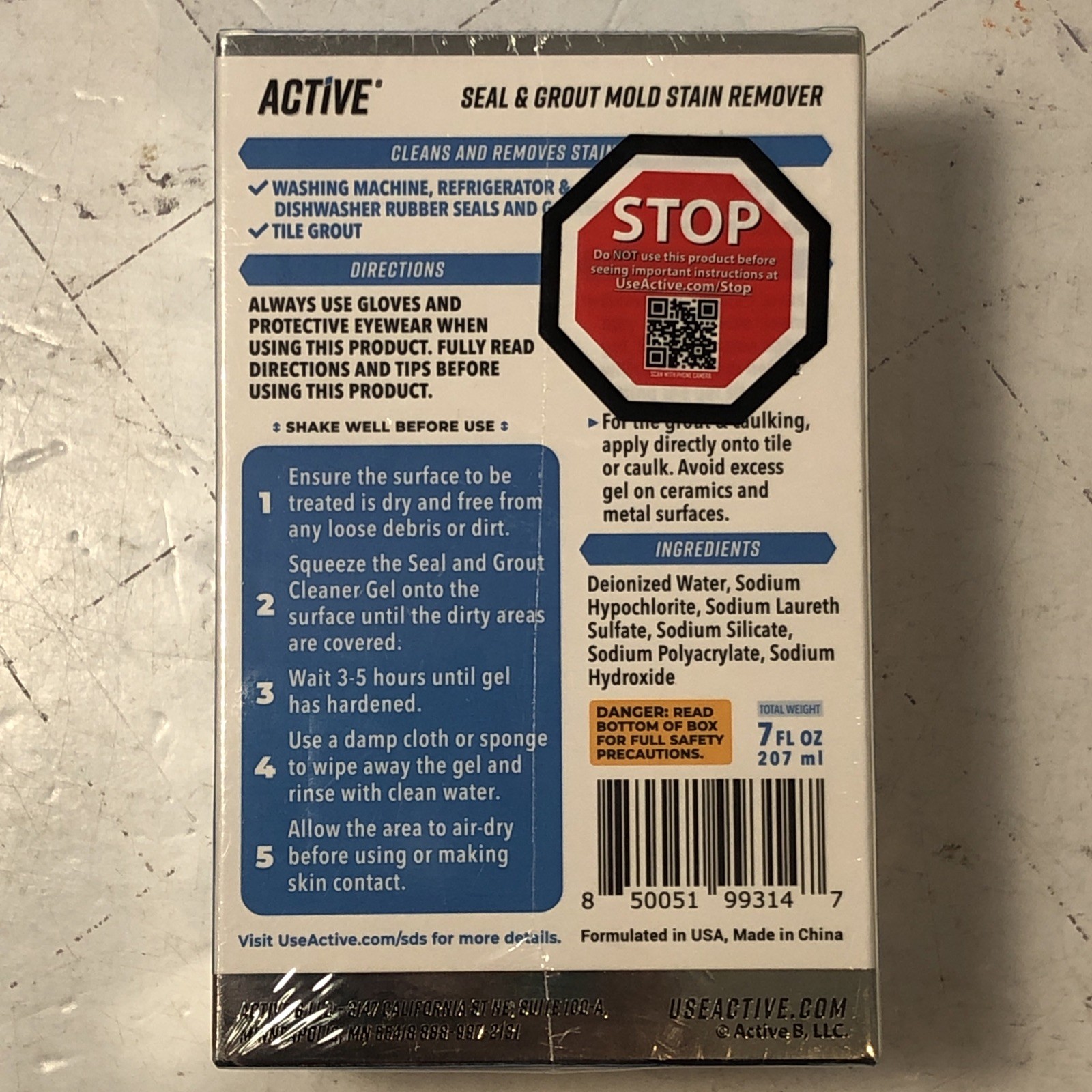 Active Mold Stain Remover Seal Grout Deep Clean 7oz – Deodorizes SEALED NEW