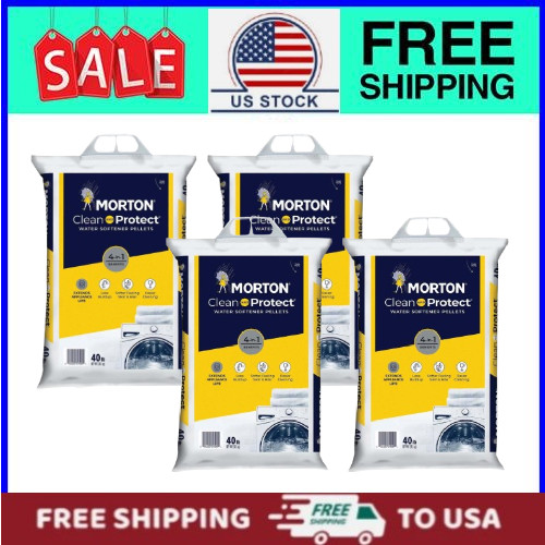 (4 pack) Morton Clean and Protect Water Softener Salt Pellets, 40 lb