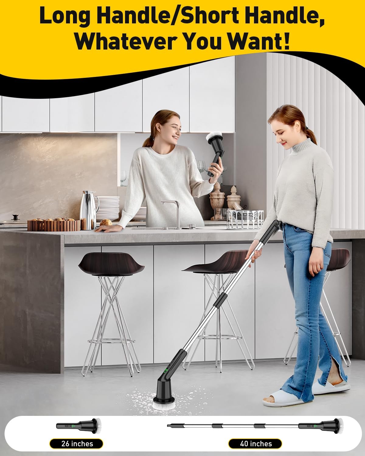 Electric Spin Scrubber for Cleaning Bathroom, Shower Scrubber Rotary Floor Brush