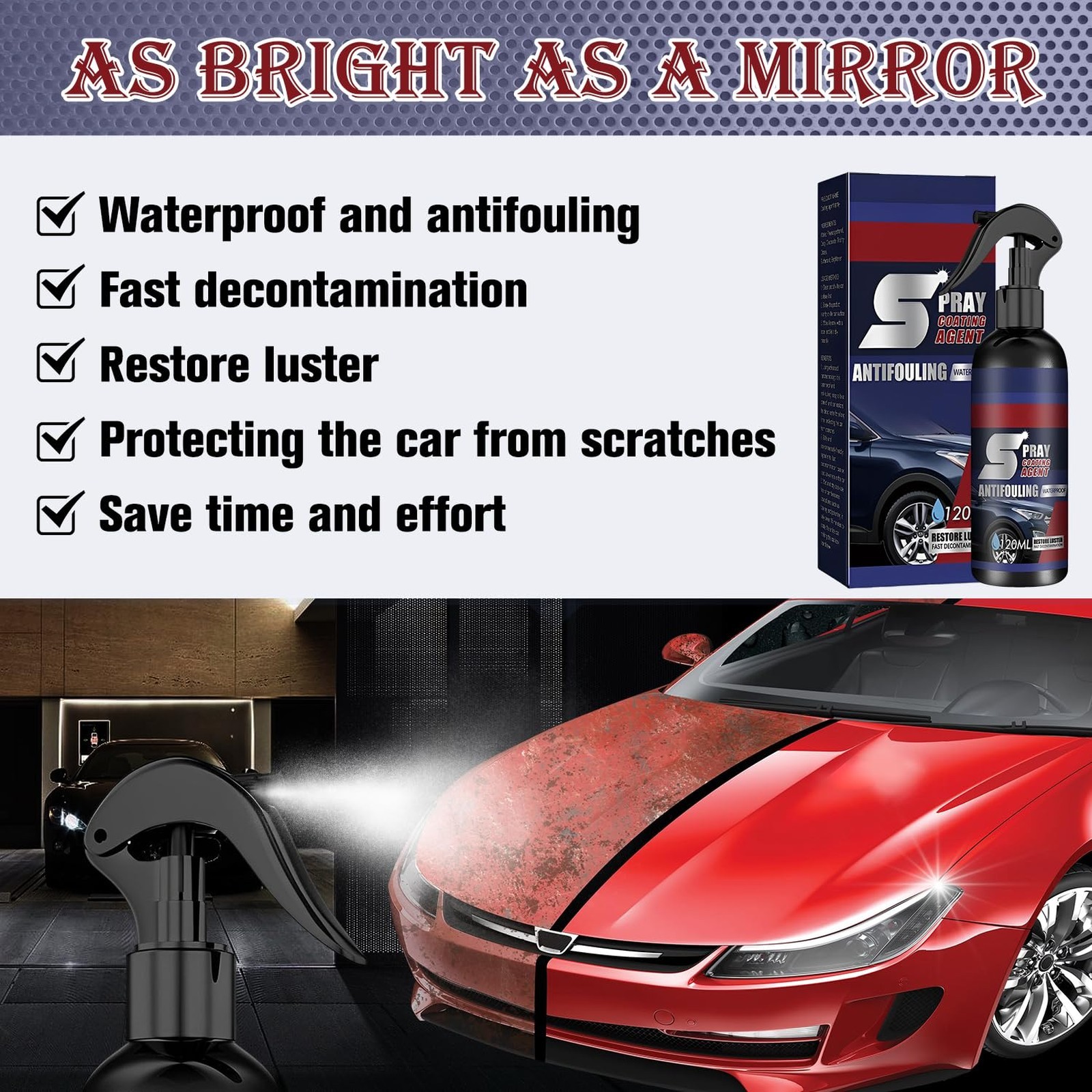 Ceramic Car Coating Spray 3 in 1 Nano Scratch Repair Protection Kit 120ml