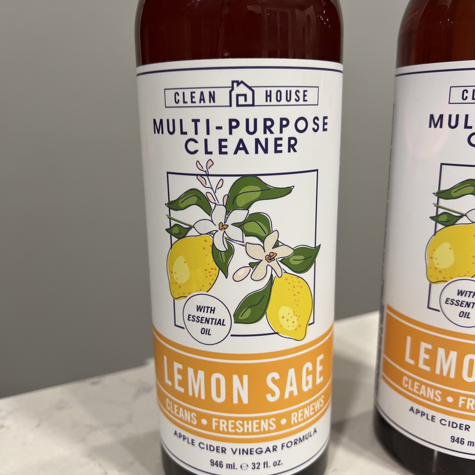 (2-Pack) CLEAN HOUSE ~ LEMON SAGE Kitchen Odor Deodorizer Cleaner Freshen Renew